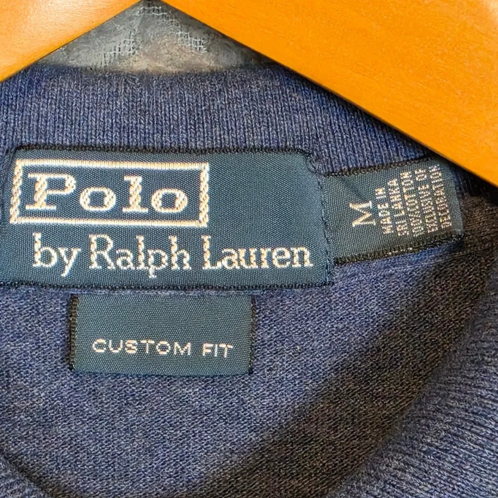 Polo Ralph Lauren Mens Custom Fit Polo Shirt Blue Heather Yellow Pony Size M